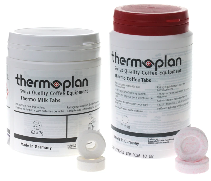 Thermoplan | Black & White 4 c Tab Set | Reinigungsset für drei Monate | 3 Dosen Thermo Milk Tabs + 3 Dosen Thermo Kaffee Tablets